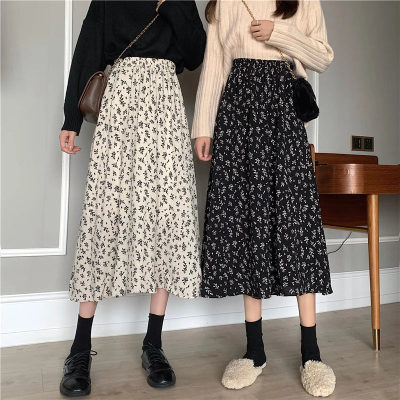 Vintage Floral Long Skirts